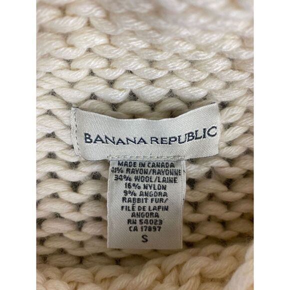 Banana Republic Turtleneck Sweater Womens Small Wool Angora Chunky Open Knit - Picture 2 of 5